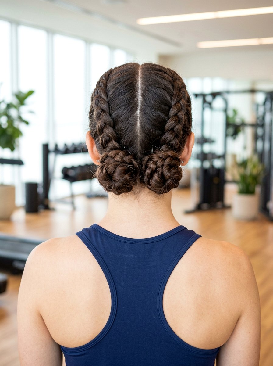 Double Braided Bun With Middle Part - 20 yoga bun with middle part - 20 yoga bun with middle part