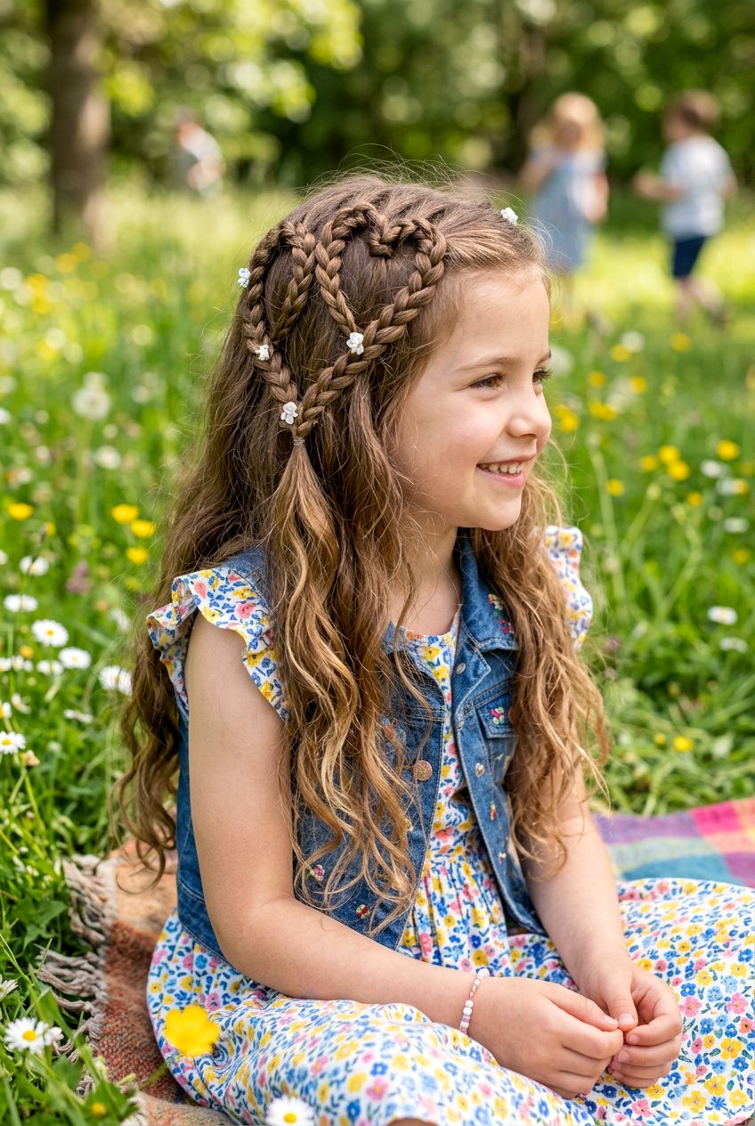 Double Braided Hearts With Loose Hair - 20 braided heart hairstyle - 20 braided heart hairstyle