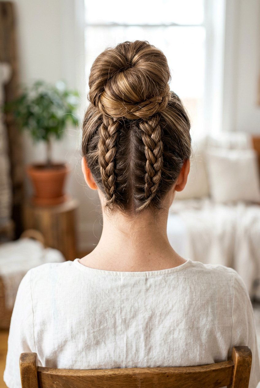 Double Braided High Bun - 20 high bun hairstyles - 20 high bun hairstyles