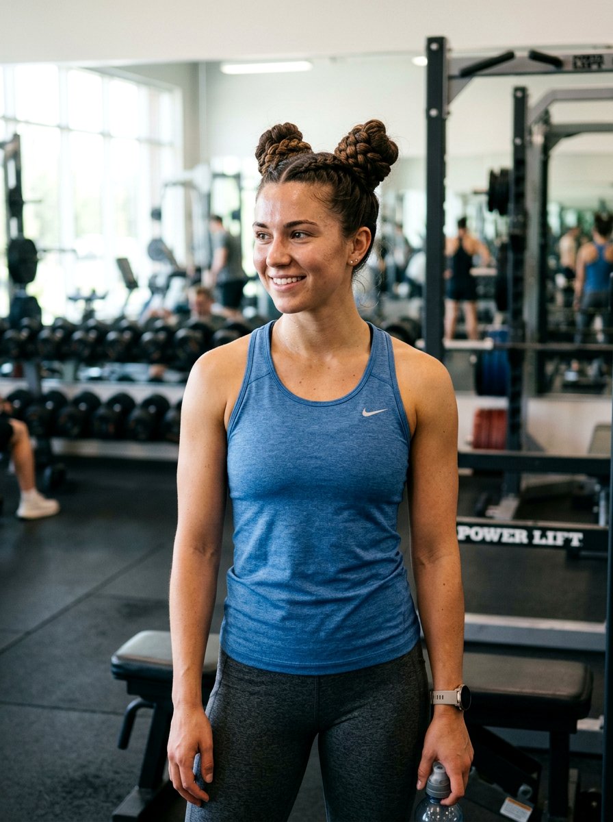 Double Braided High Buns Gym - 20 gym hairstyle with double braids - 20 gym hairstyle with double braids
