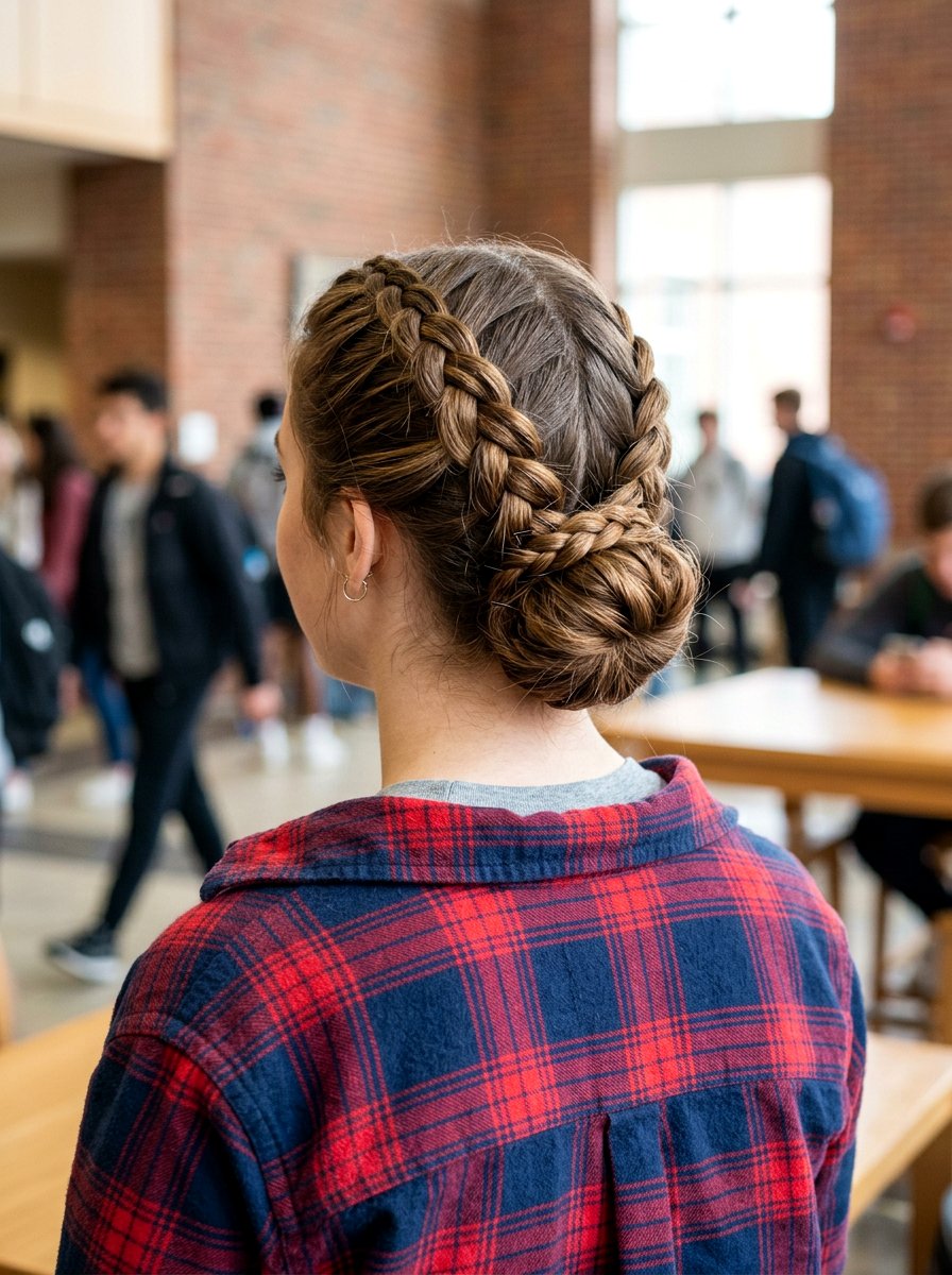 Double Braided Low Bun - 20 college girls low bun for class - 20 college girls low bun for class