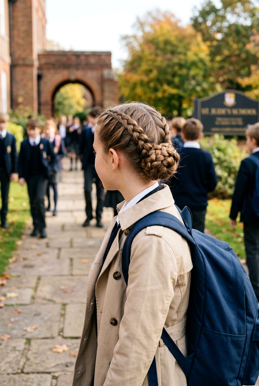 Double Braided Low Bun - 20 quick bun for school girls - 20 quick bun for school girls
