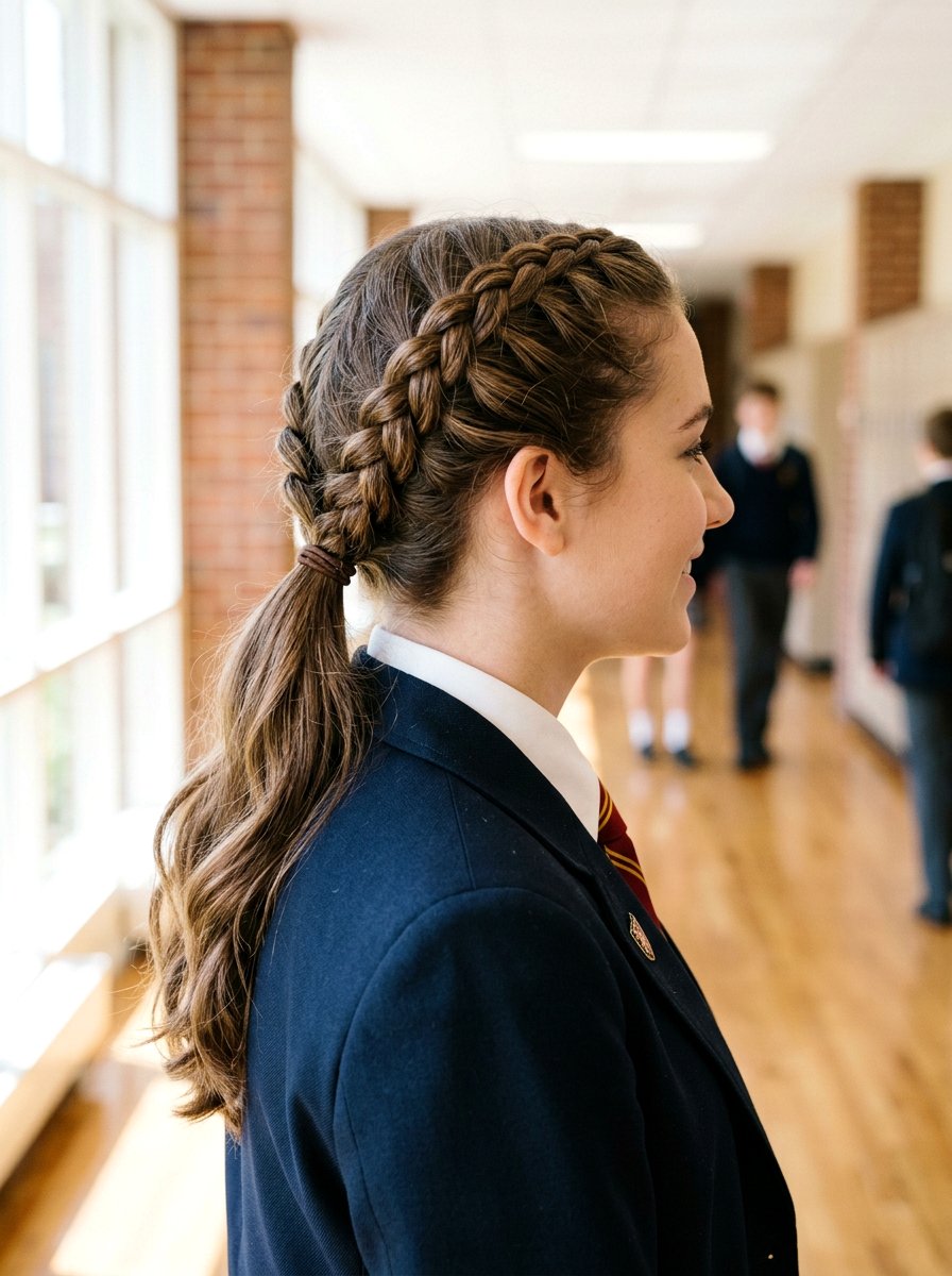 Double Braided Low Ponytail Style - 20 light academia ponytail hairstyle - 20 light academia ponytail hairstyle
