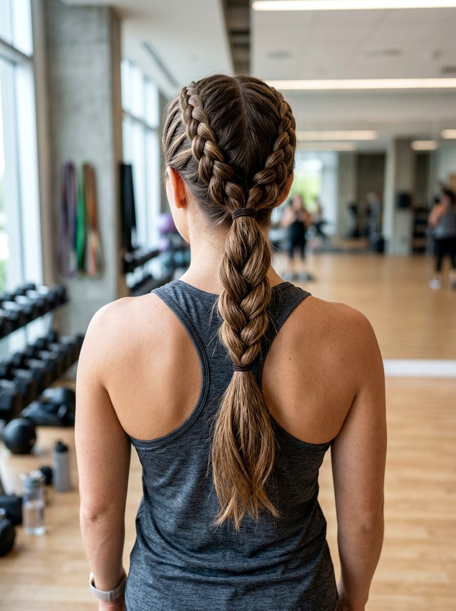 Double Braided Ponytail - 20 gym hairstyle with braided ponytail - 20 gym hairstyle with braided ponytail