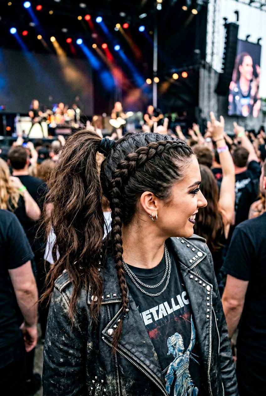 Double Braided Ponytail For Concert - 20 concert ponytail with braids - 20 concert ponytail with braids