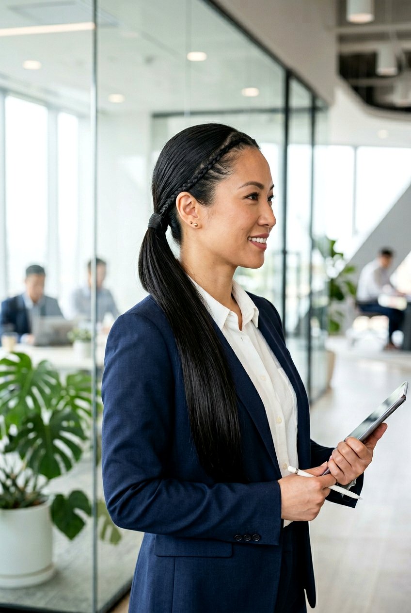 Double Braided Ponytail - 20 corporate ponytail hairstyle - 20 corporate ponytail hairstyle