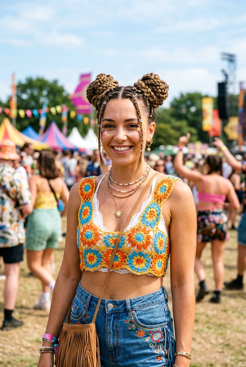 Double Braided Space Buns - 20 braided hairstyle for birthday party - 20 braided hairstyle for birthday party