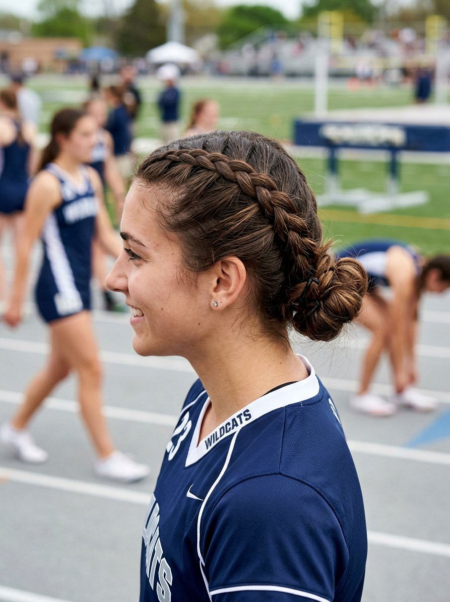 Double Braids Into Bun - 20 soccer double braid hairstyle - 20 soccer double braid hairstyle