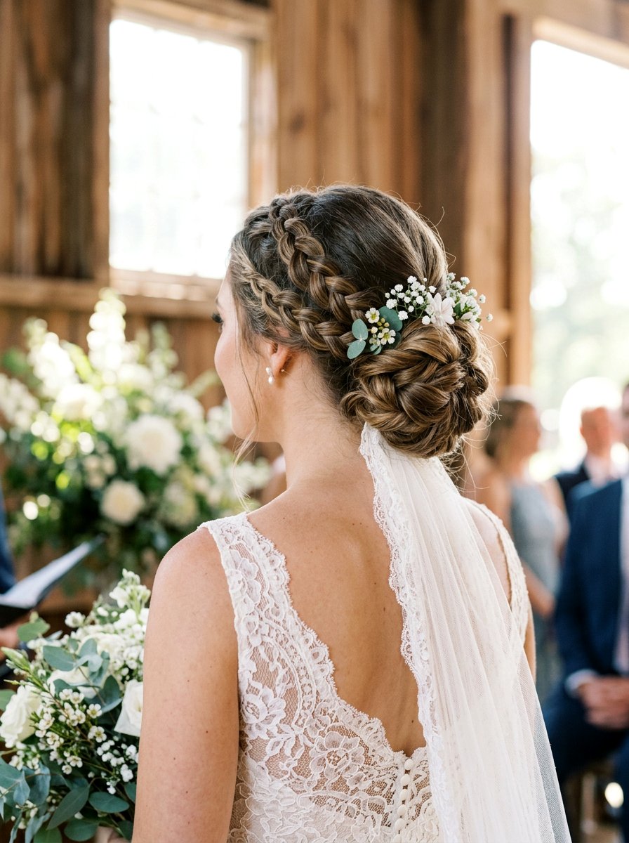 Double Braids Into Low Bun - 20 wedding hairstyles for garden ceremony - 20 wedding hairstyles for garden ceremony
