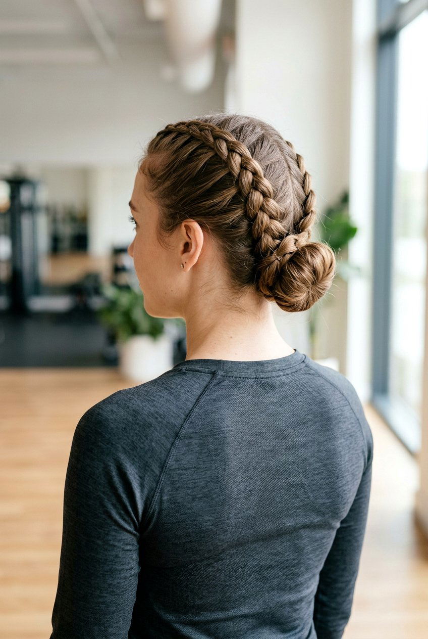 Double Braids Into Low Bun - 20 marathon hairstyles for women - 20 marathon hairstyles for women
