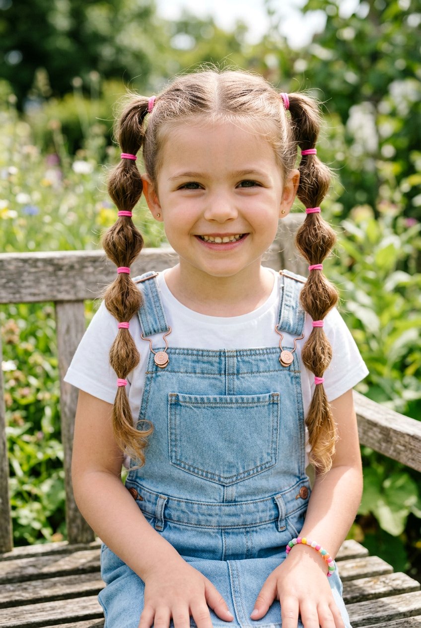 Double Bubble Braid Pigtails - 20 bubble braid for little girls - 20 bubble braid for little girls
