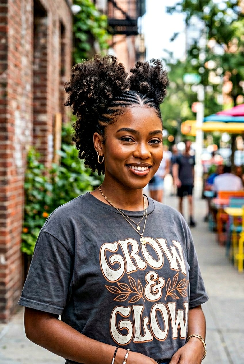 Double Bun Frohawk - 20 curly frohawk for natural hair - 20 curly frohawk for natural hair