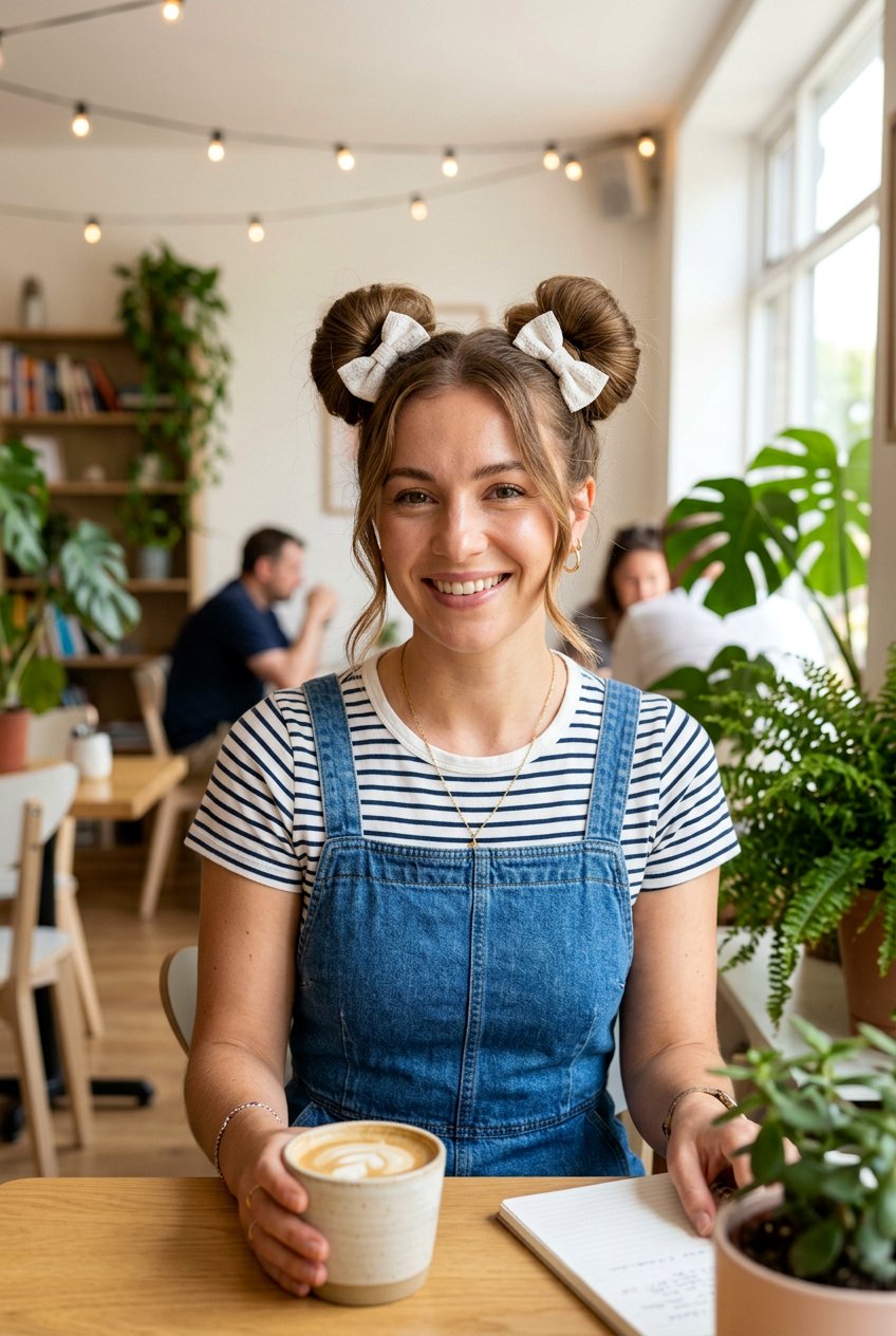 Double Buns With Bows - 20 bow hairstyles for women - 20 bow hairstyles for women