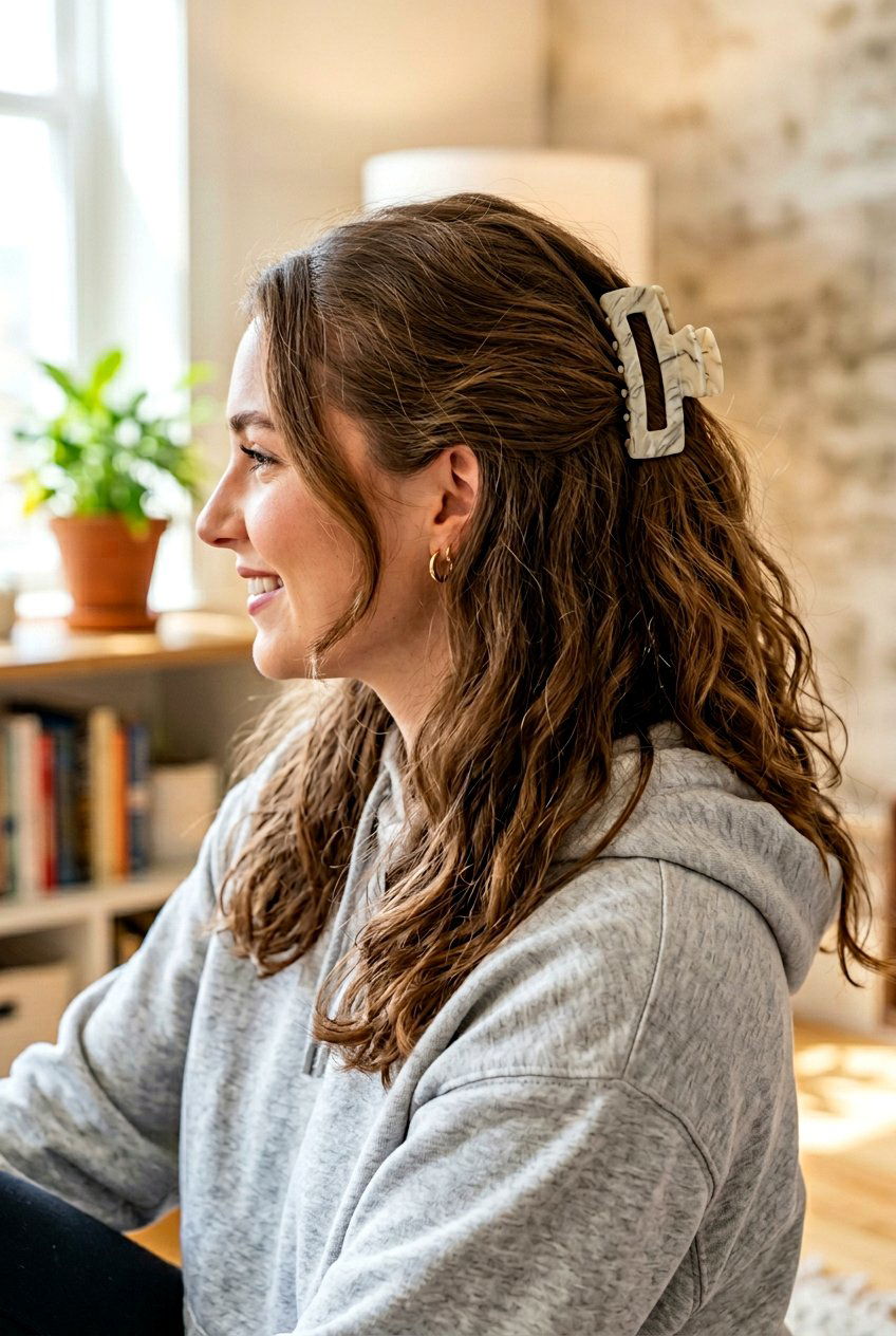 Double Claw Clip Style - 20 claw clip half up hairstyle - 20 claw clip half up hairstyle