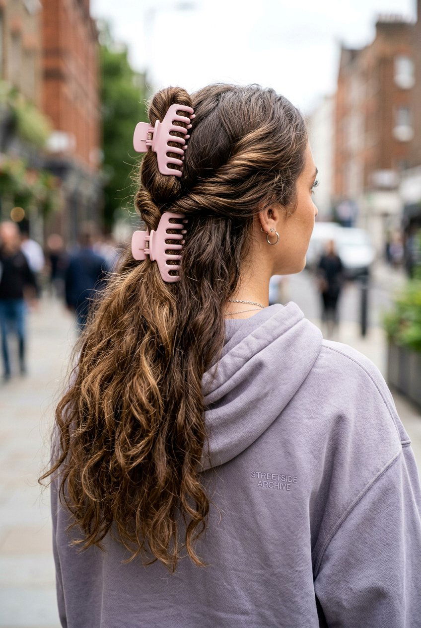 Double Claw Clips - 20 easy claw clip hairstyles for long hair - 20 easy claw clip hairstyles for long hair