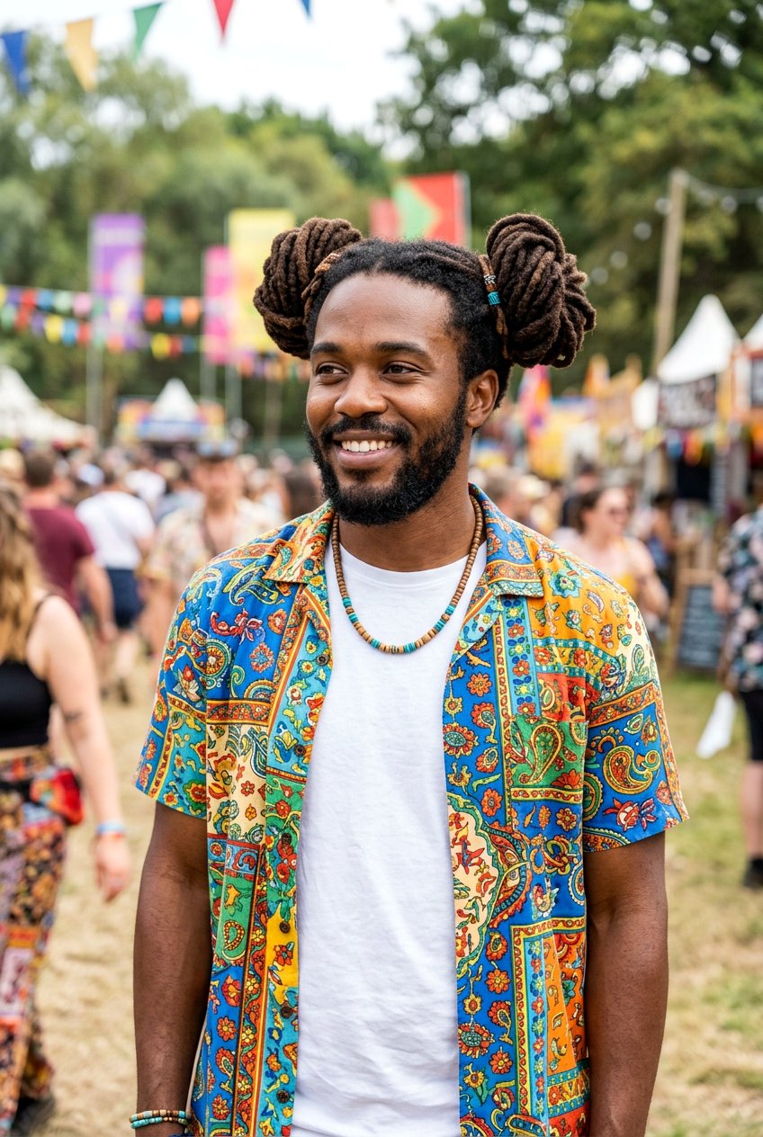 Double Dread Buns - 20 dread bun hairstyle men - 20 dread bun hairstyle men
