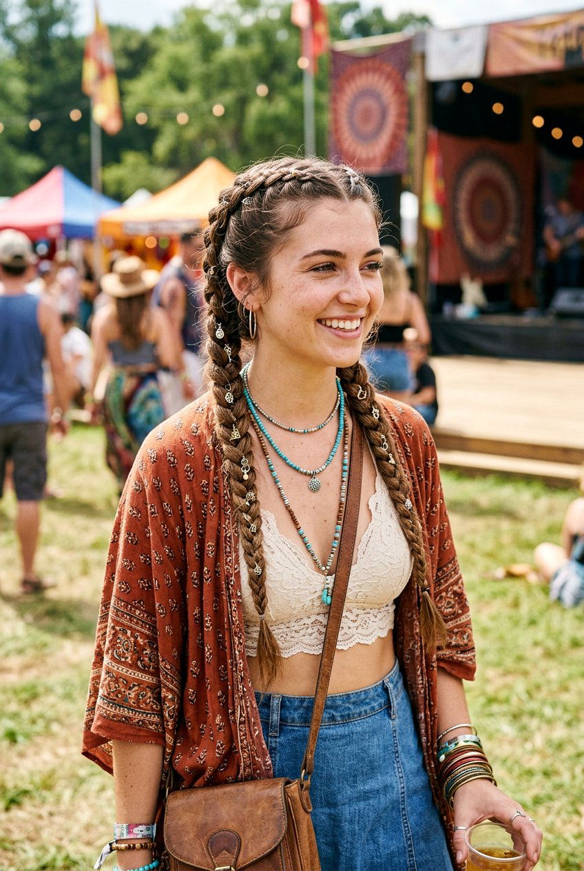 Double Dutch Boho Braids - 20 boho festival braid styles - 20 boho festival braid styles
