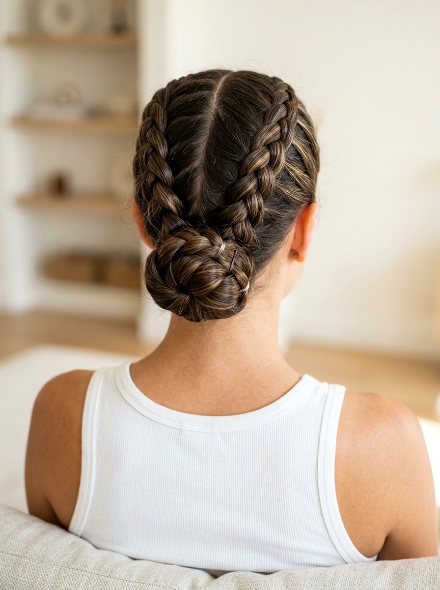 Double Dutch Braid Bun - 20 road trip bun hairstyle - 20 road trip bun hairstyle