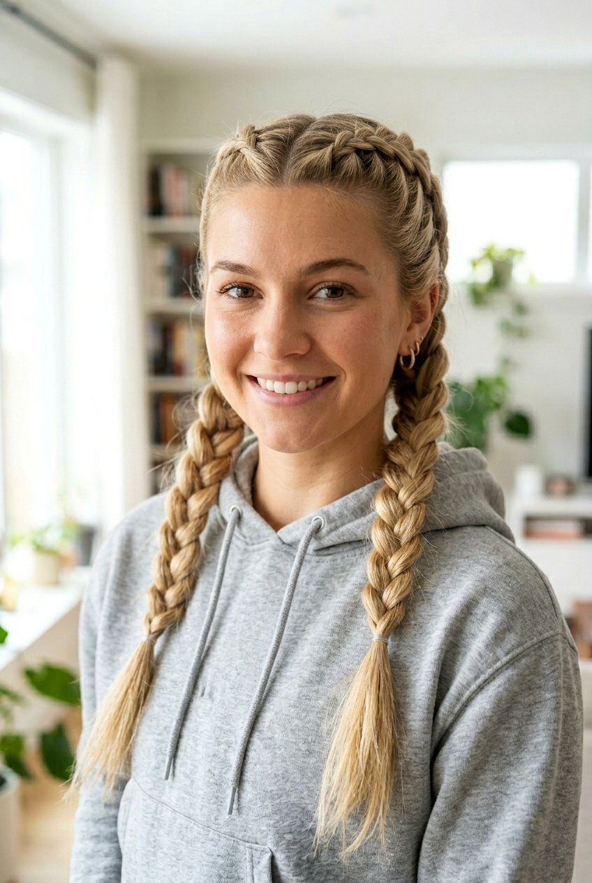 Double Dutch Braid Pigtails - 20 school hairstyle with simple braid - 20 school hairstyle with simple braid