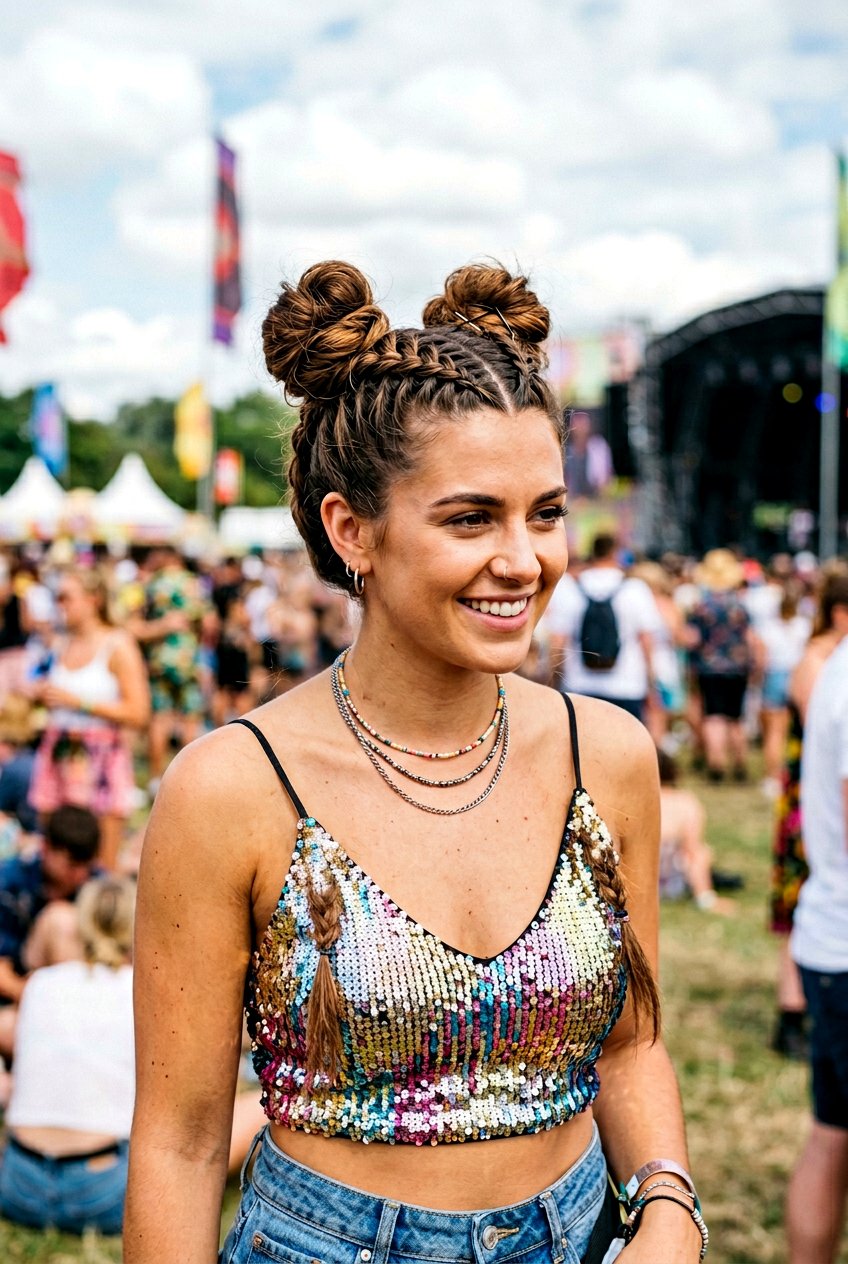 Double Dutch Braid Space Buns - 20 festival braid space buns - 20 festival braid space buns