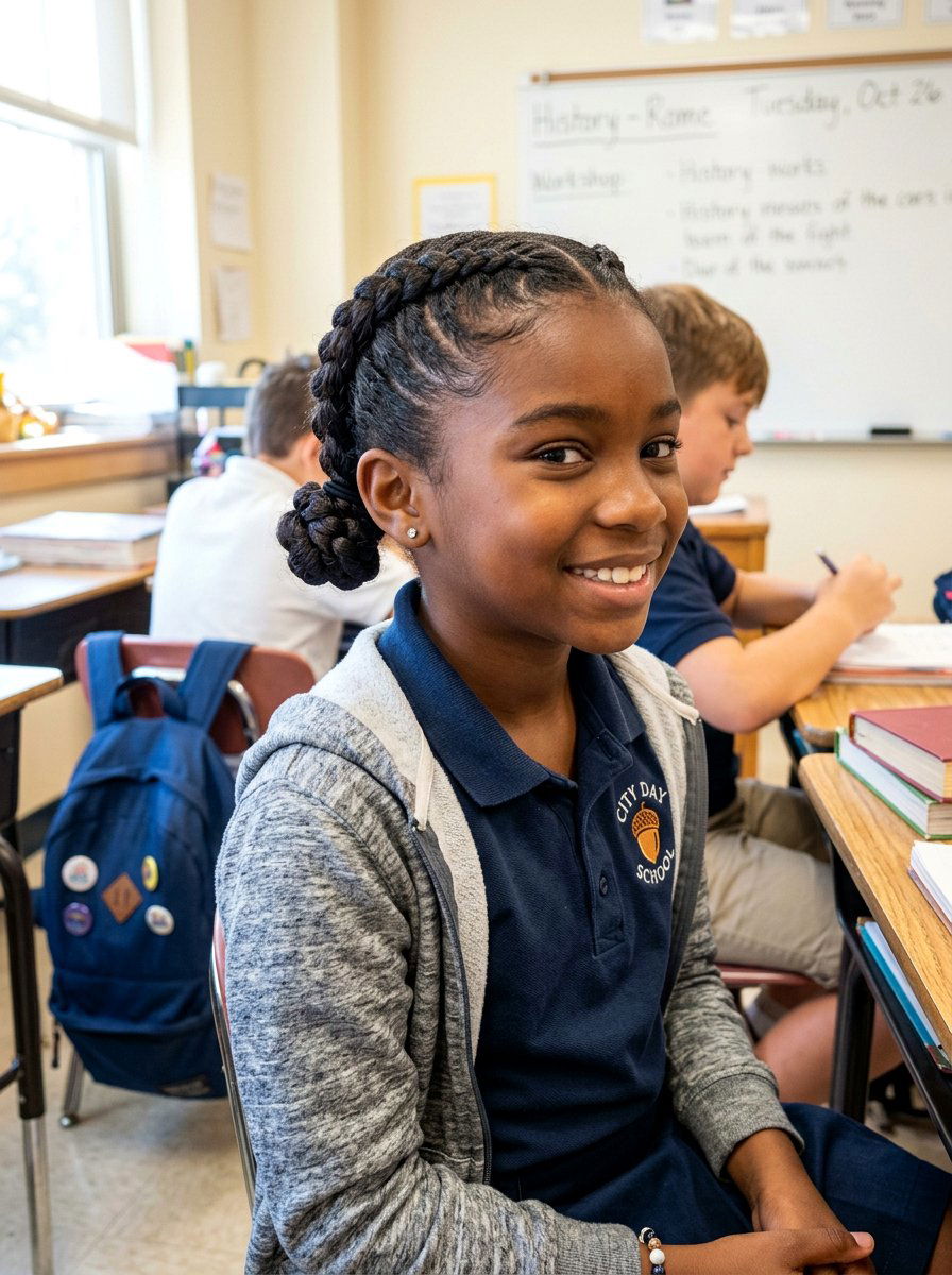 Double Dutch Braided Buns - 20 school bun styles for black girls - 20 school bun styles for black girls