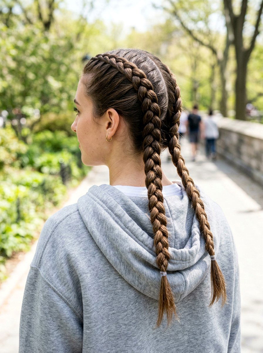 Double Dutch Braids - 20 lazy heatless hairstyles for mornings - 20 lazy heatless hairstyles for mornings