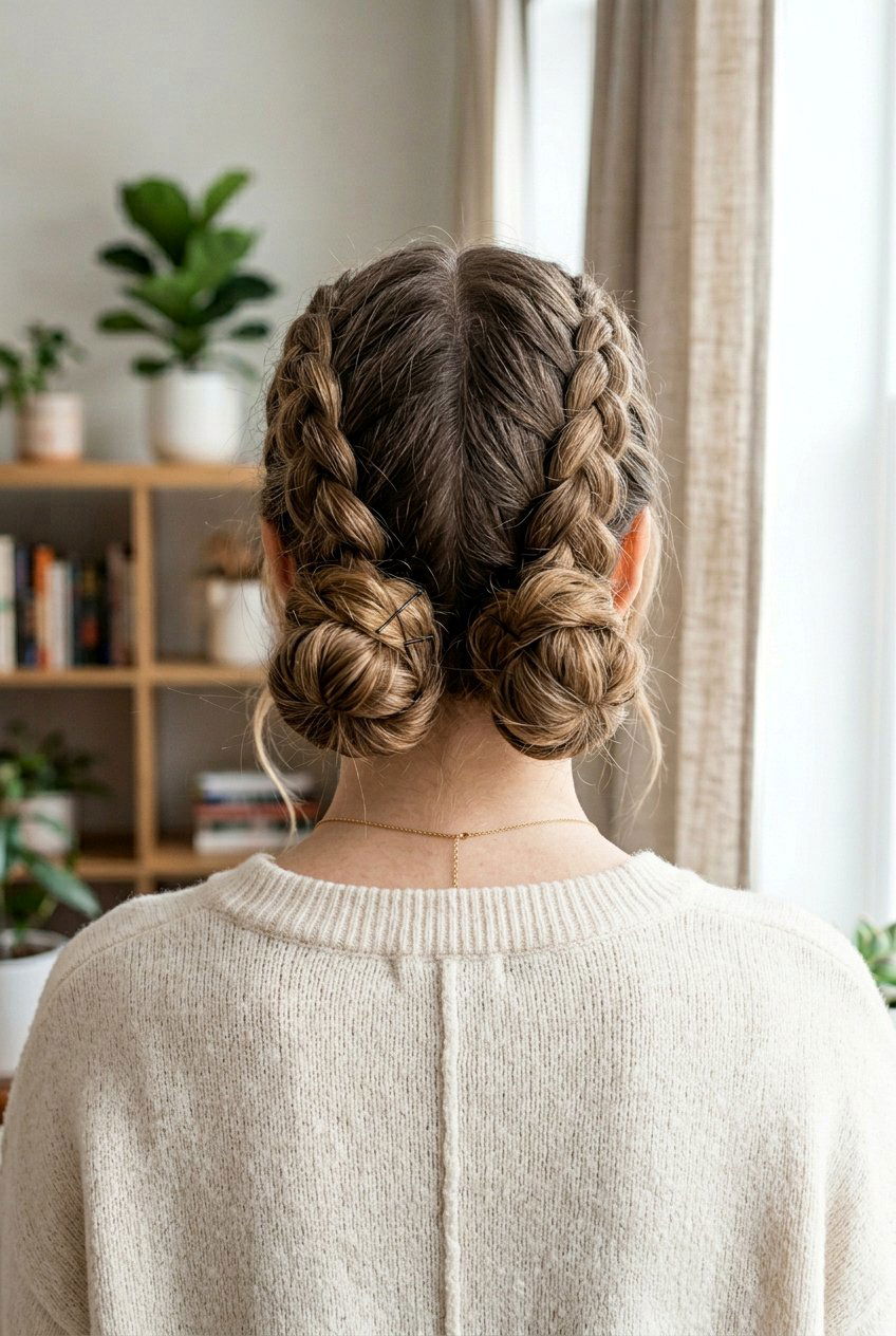 Double Dutch Low Buns For Greasy Hair - 20 greasy hair day hairstyles - 20 greasy hair day hairstyles