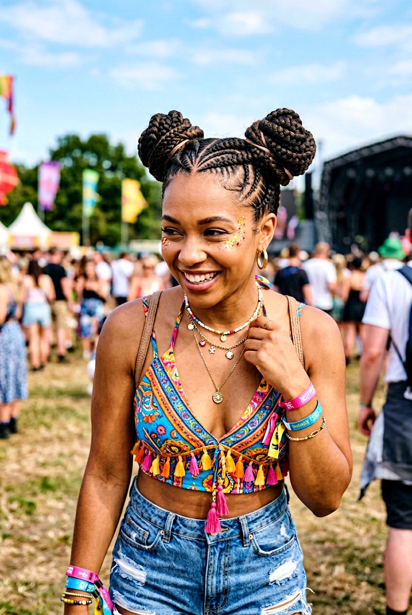 Double Feed In Braids Bun - 20 feed in braids bun hairstyle - 20 feed in braids bun hairstyle