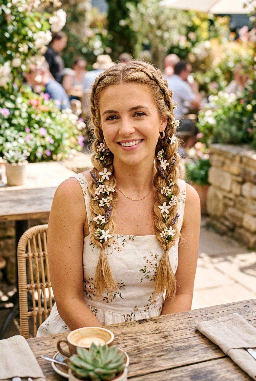 Double Floral Braids - 20 floral braid hairstyle - 20 floral braid hairstyle