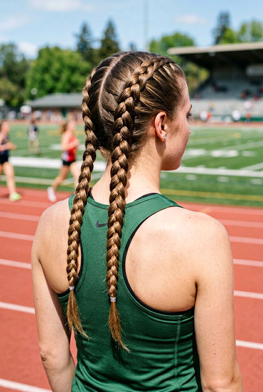 Double French Braids - 20 summer braid hairstyle for medium hair - 20 summer braid hairstyle for medium hair