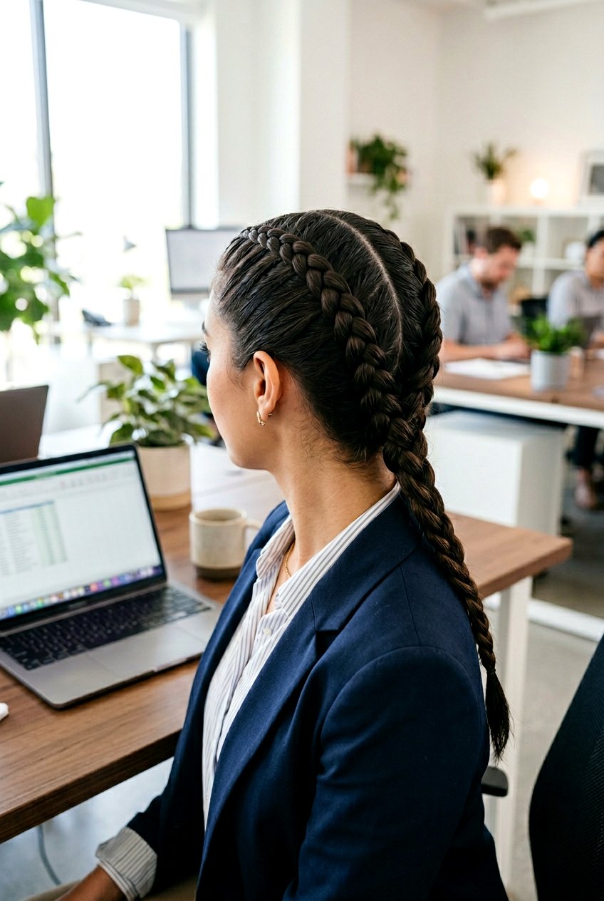 Double French Braids For Office - 20 protective office hairstyles - 20 protective office hairstyles