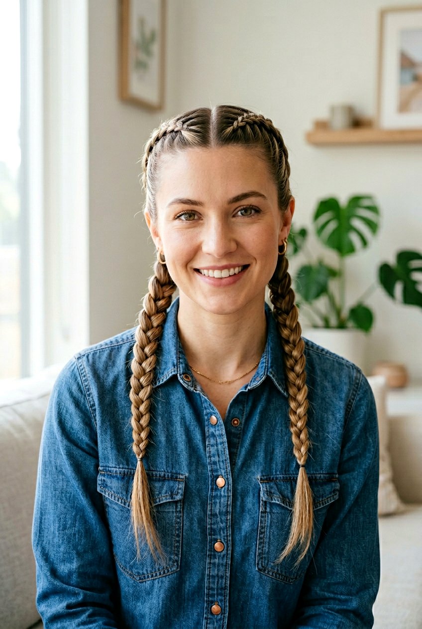 Double French Braids - 20 cowgirl braid hairstyles - 20 cowgirl braid hairstyles