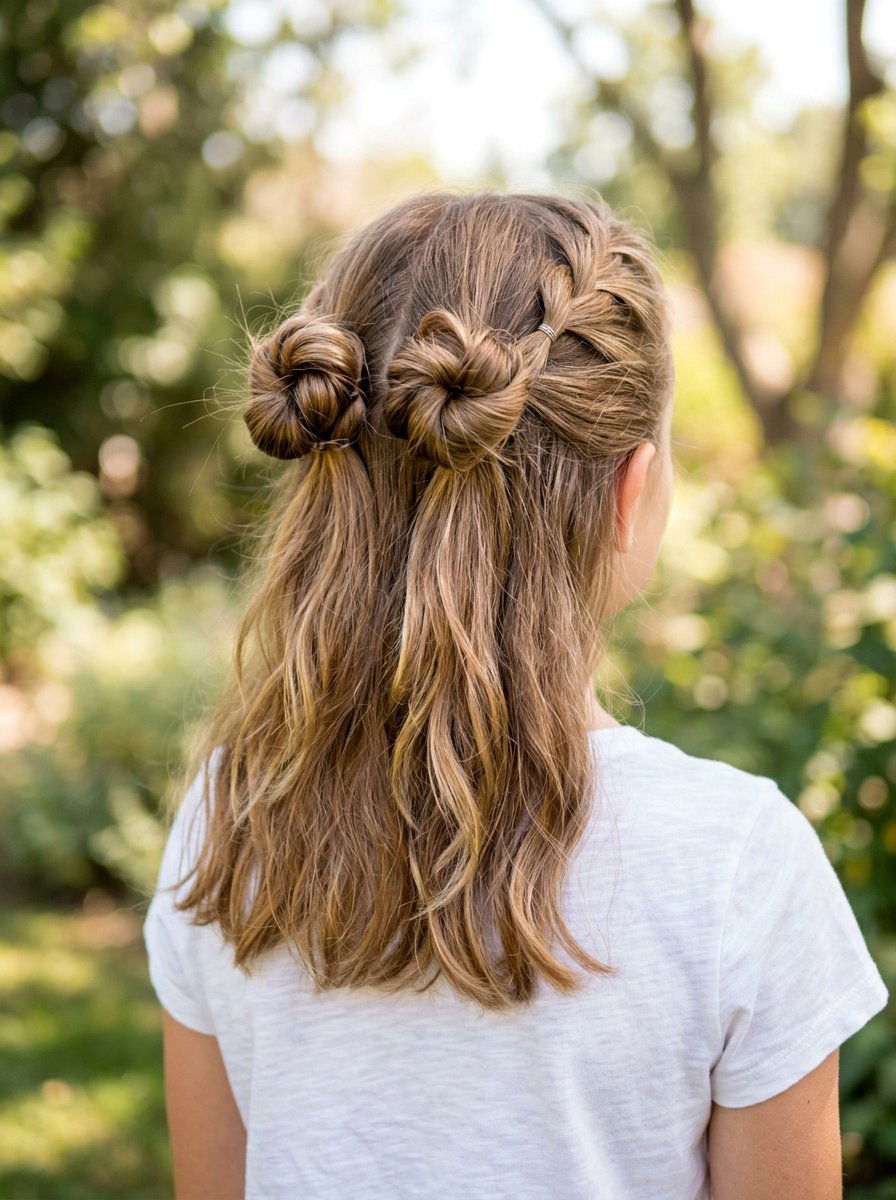 Double Knot Half Updo - 20 school hair ideas for girls - 20 school hair ideas for girls