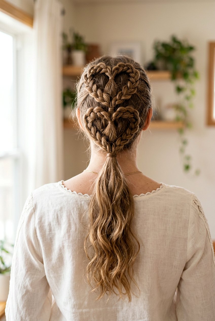 Double Layered Braided Hearts - 20 braided heart hairstyle - 20 braided heart hairstyle