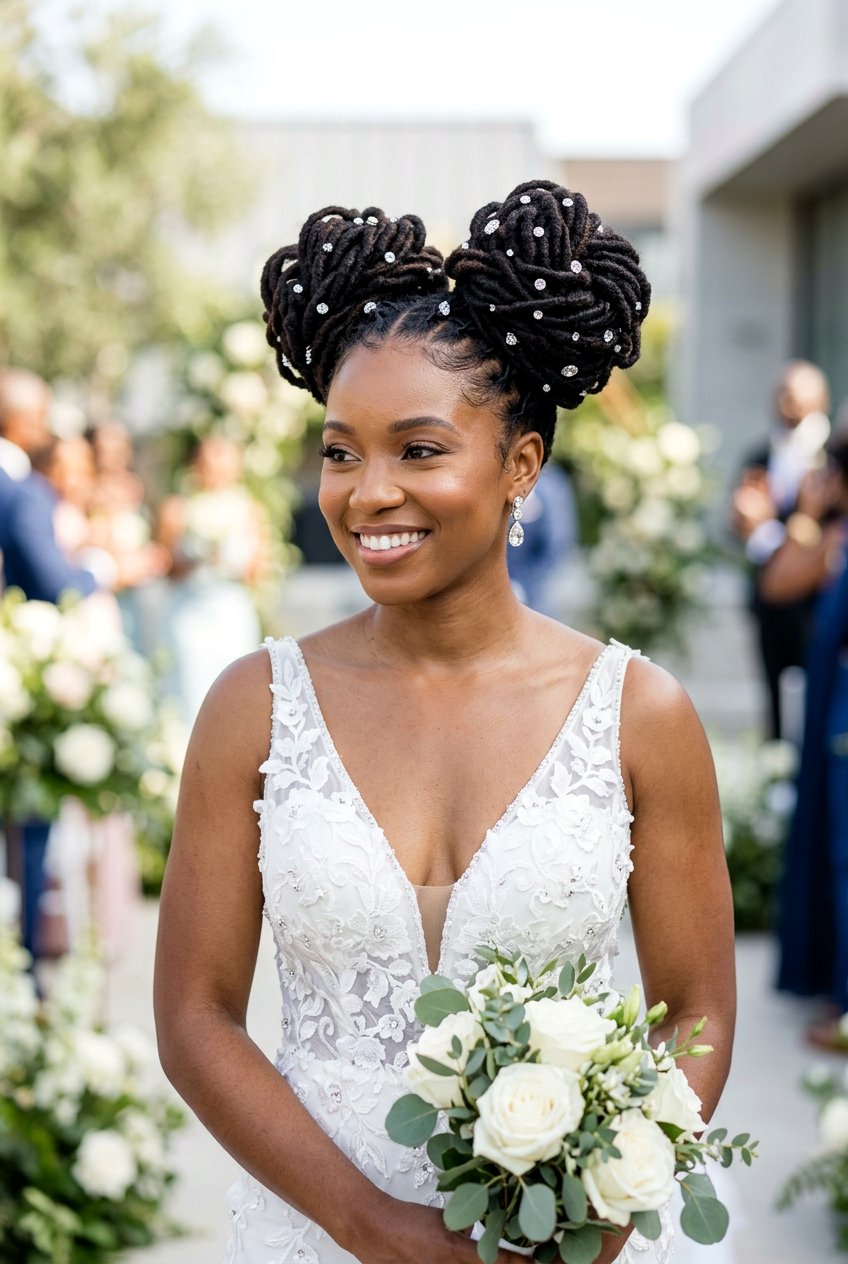 Double Loc Buns - 20 bridal loc updo styles - 20 bridal loc updo styles