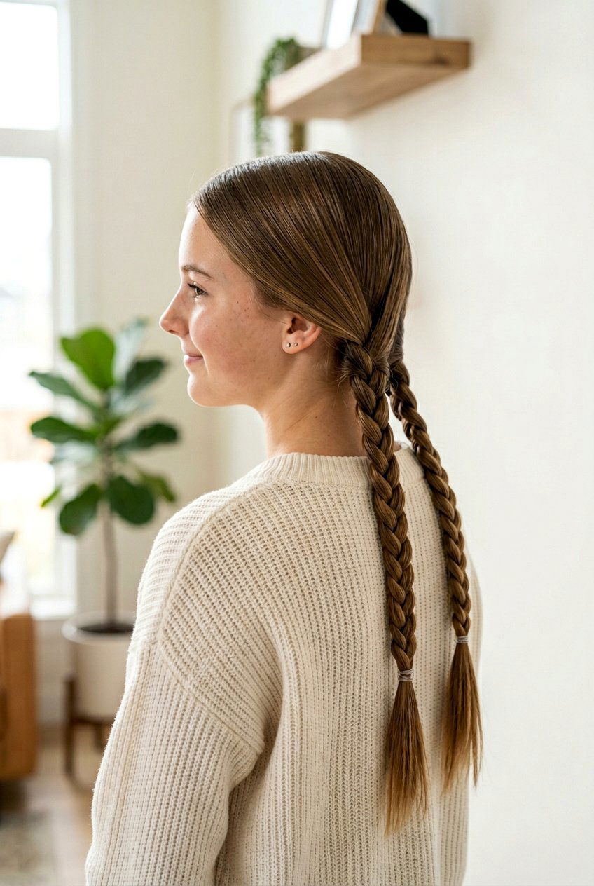 Double Low Braids For Long Straight Hair - 20 school hairstyles for long straight hair - 20 school hairstyles for long straight hair