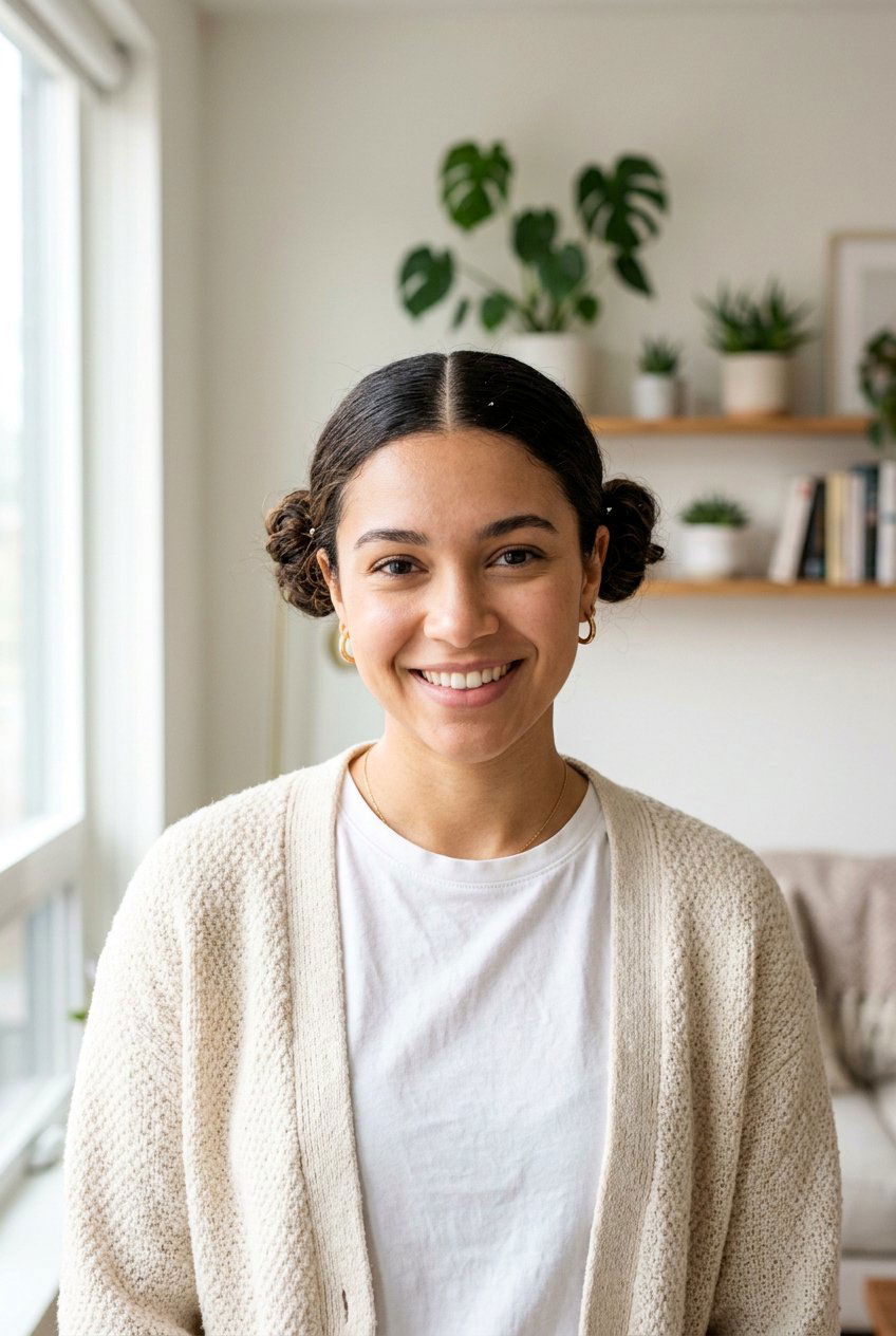 Double Mini Bun Updo - 20 one minute hairstyles - 20 one minute hairstyles