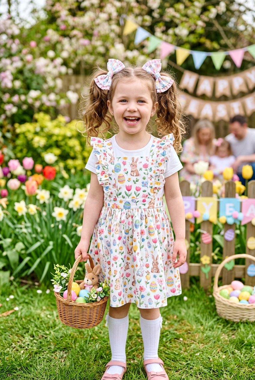 Double Pigtails With Matching Bows - 20 easter hairstyles for little girls with bows - 20 easter hairstyles for little girls with bows