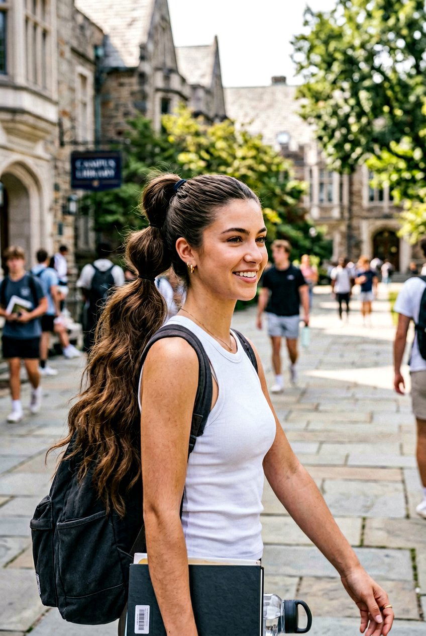 Double Ponytail For Long Campus Hair - 20 campus ponytail hairstyle - 20 campus ponytail hairstyle