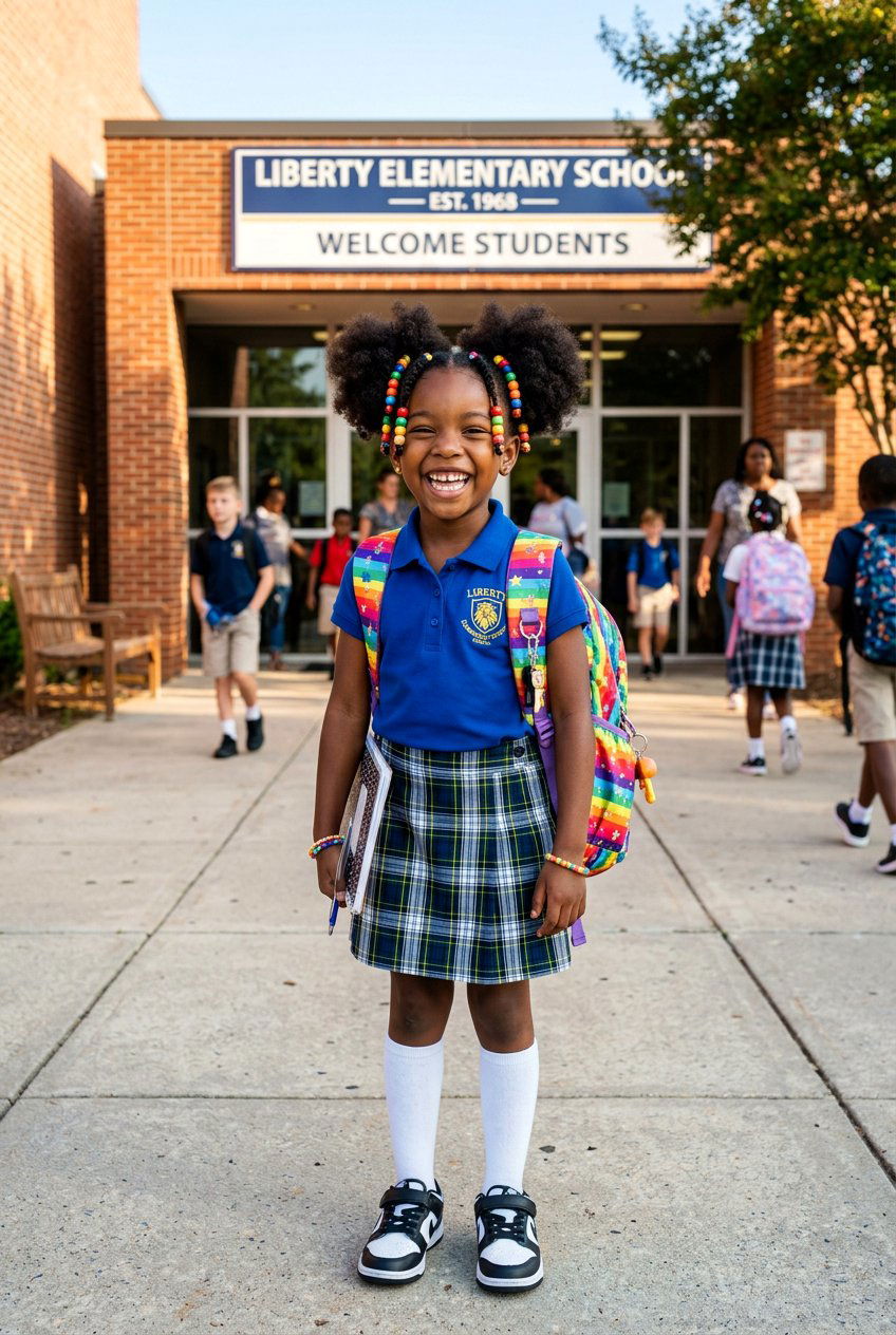 Double Puff with Beaded Ends - 20 easy natural hairstyles for school mornings - 20 easy natural hairstyles for school mornings