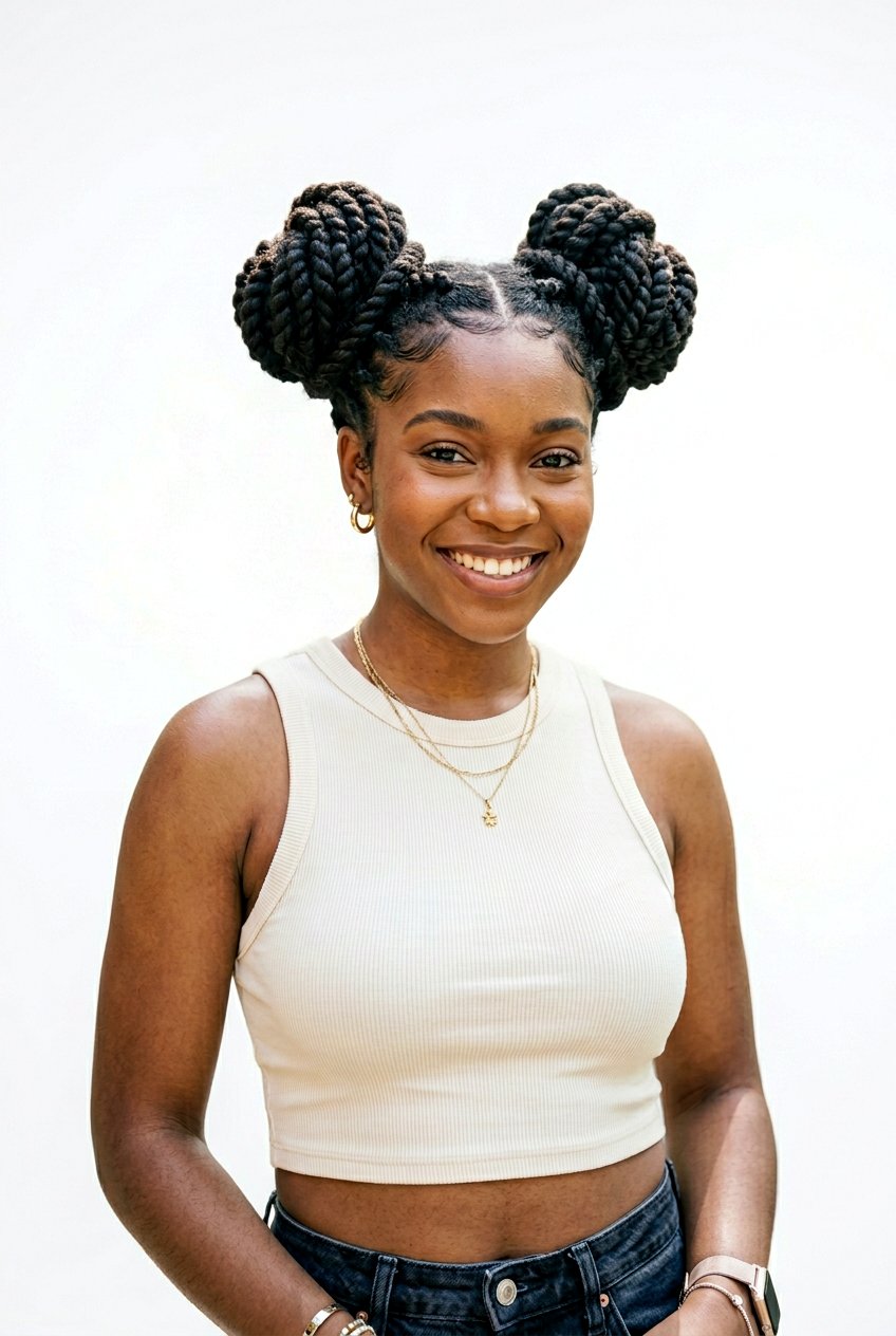 Double Rope Twist Buns - 20 rope twist bun hairstyle - 20 rope twist bun hairstyle