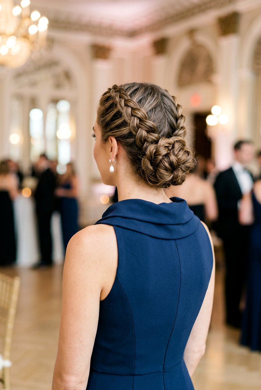 Double Side Braid Updo - 20 prom hairstyle with low textured bun - 20 prom hairstyle with low textured bun
