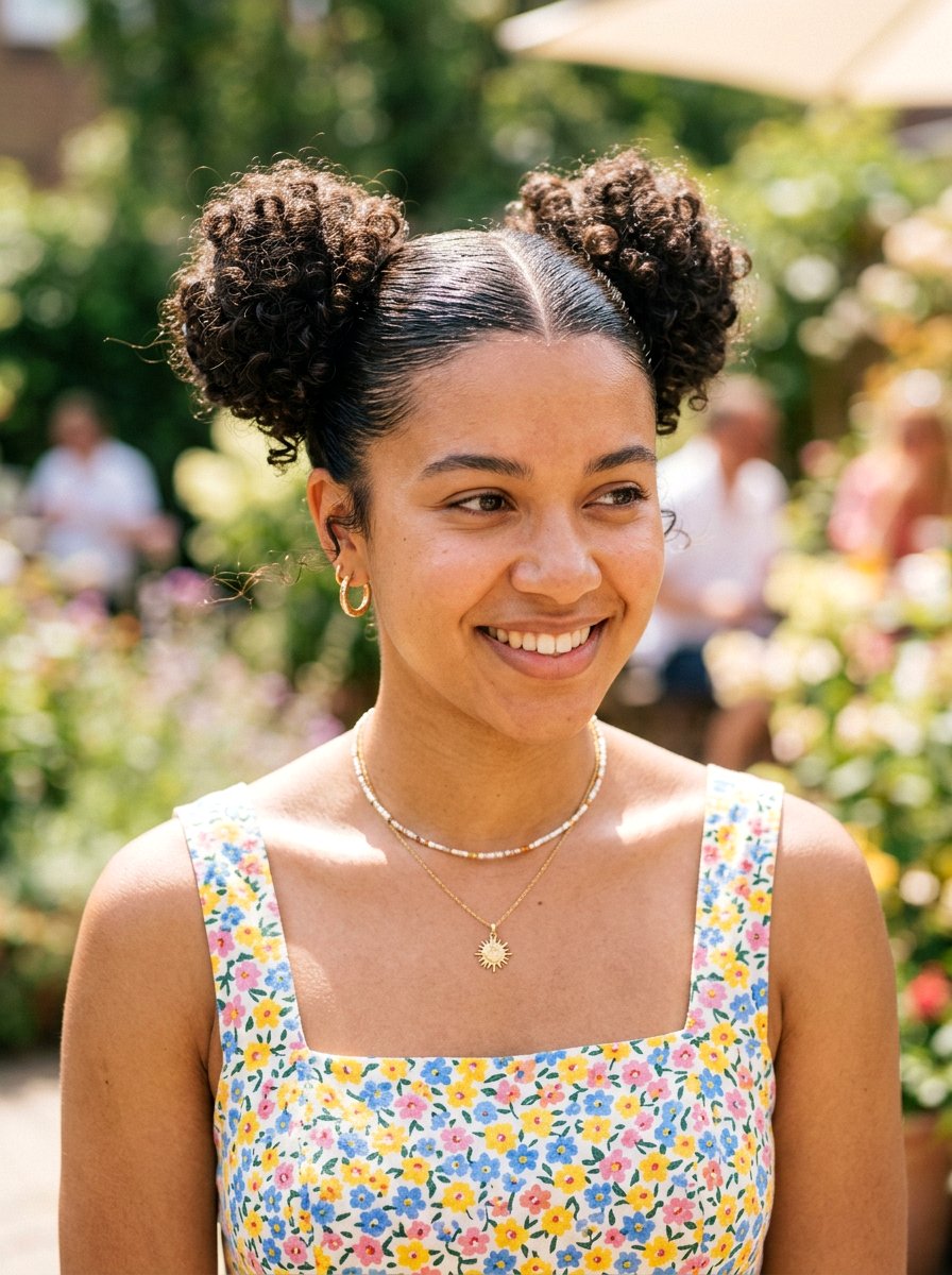 Double Slick Back Curly Buns - 20 slicked back curly bun hairstyle - 20 slicked back curly bun hairstyle