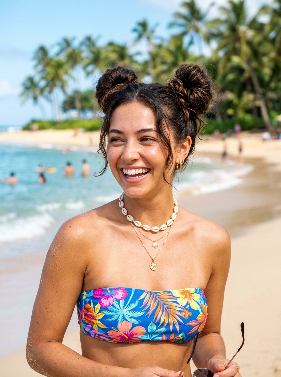 20 Chic and Easy Pool Day Bun Hairstyle Ideas for Summer