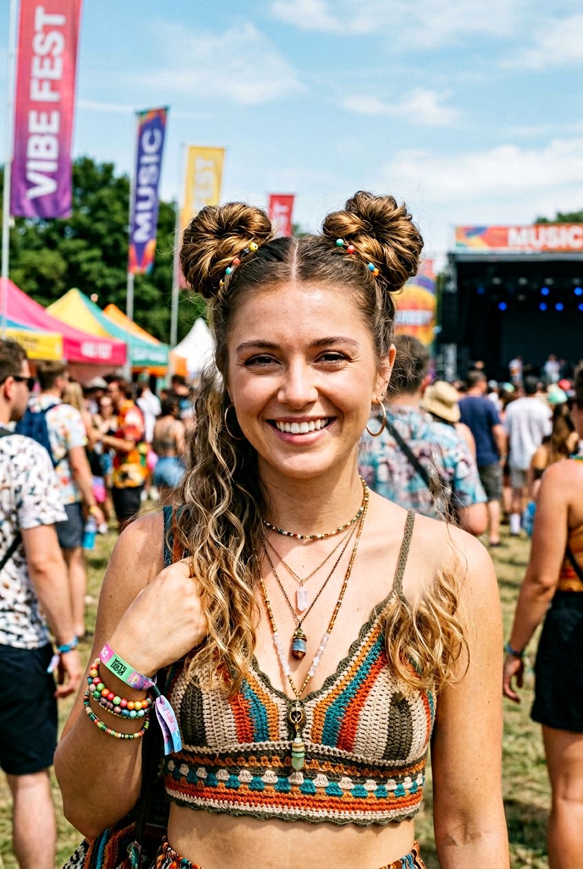 Double Space Buns - 20 easy vacation updo for women - 20 easy vacation updo for women