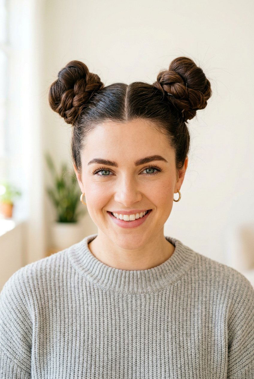 Double Space Buns - 20 quick hairstyles for school - 20 quick hairstyles for school