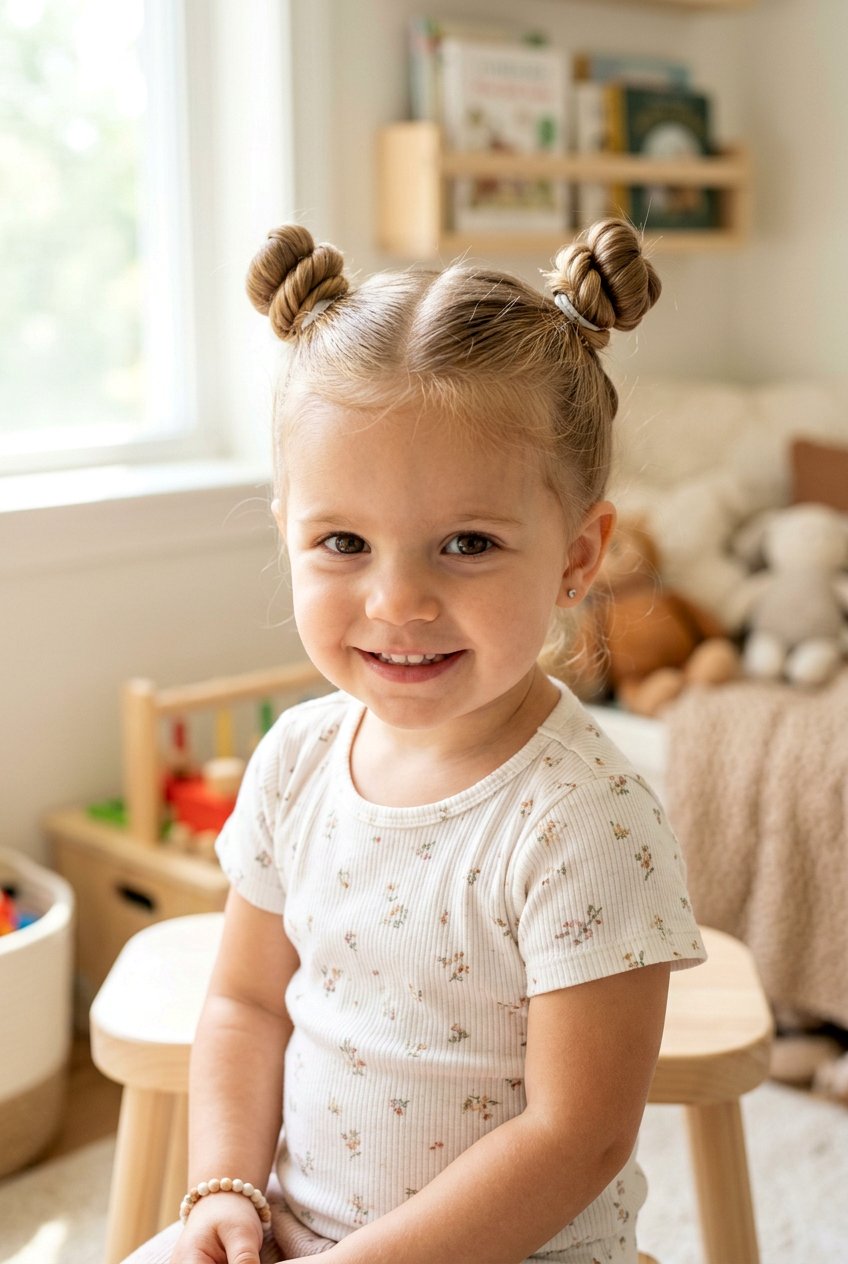 Double Space Buns - 20 toddler girl hairstyles - 20 toddler girl hairstyles