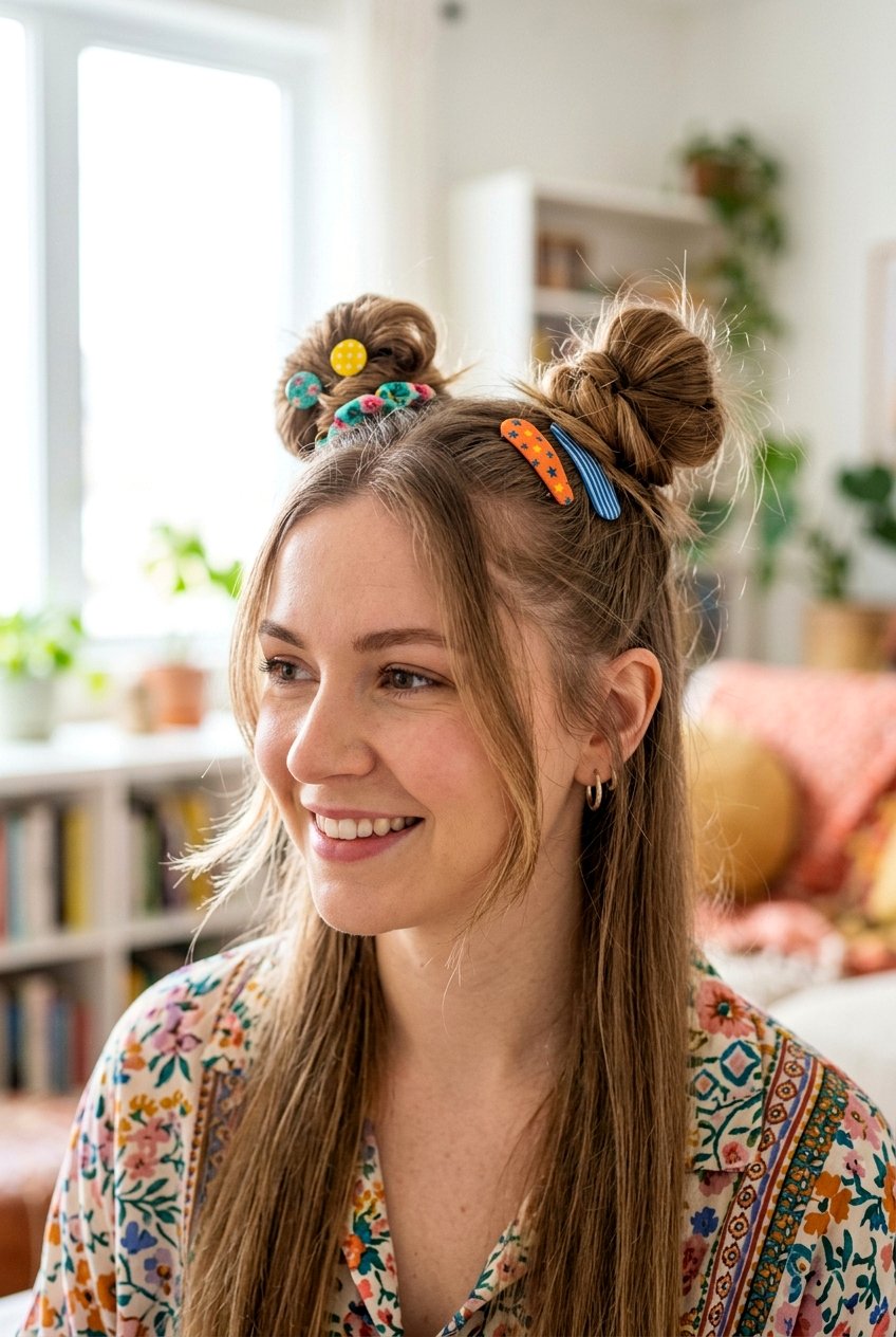 Double Space Buns - 20 first day of college hairstyle - 20 first day of college hairstyle