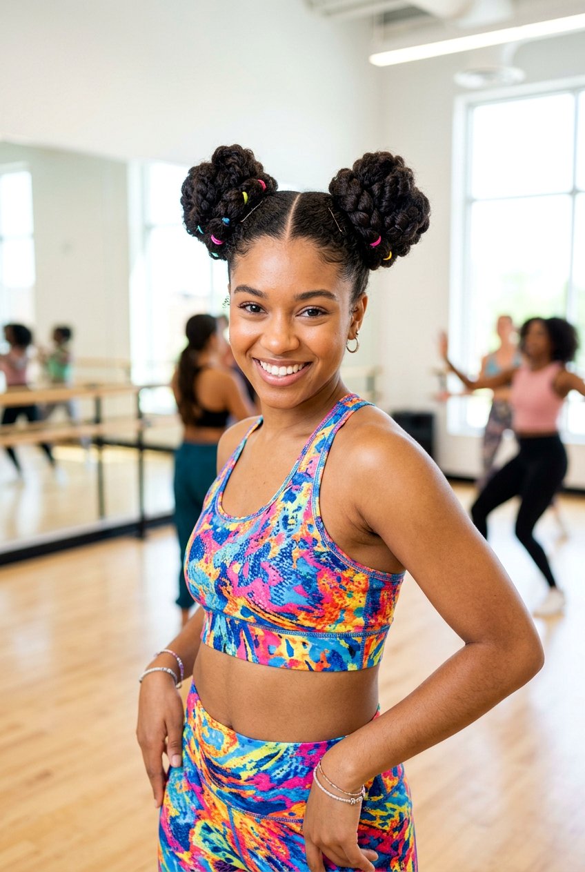 Double Space Buns - 20 dance practice bun hairstyle - 20 dance practice bun hairstyle