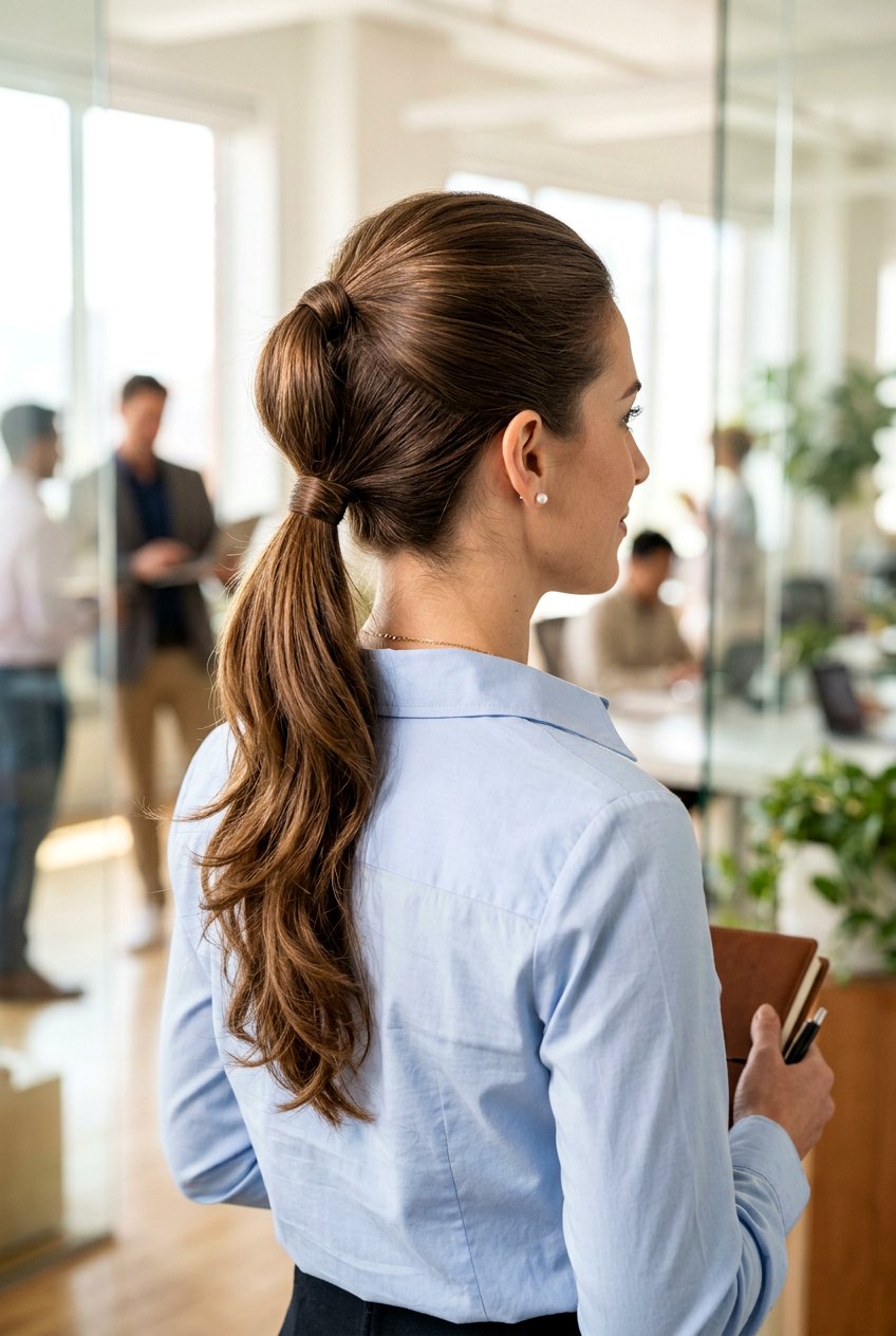 Double Stacked Ponytail - 20 elegant office ponytail for fine hair - 20 elegant office ponytail for fine hair